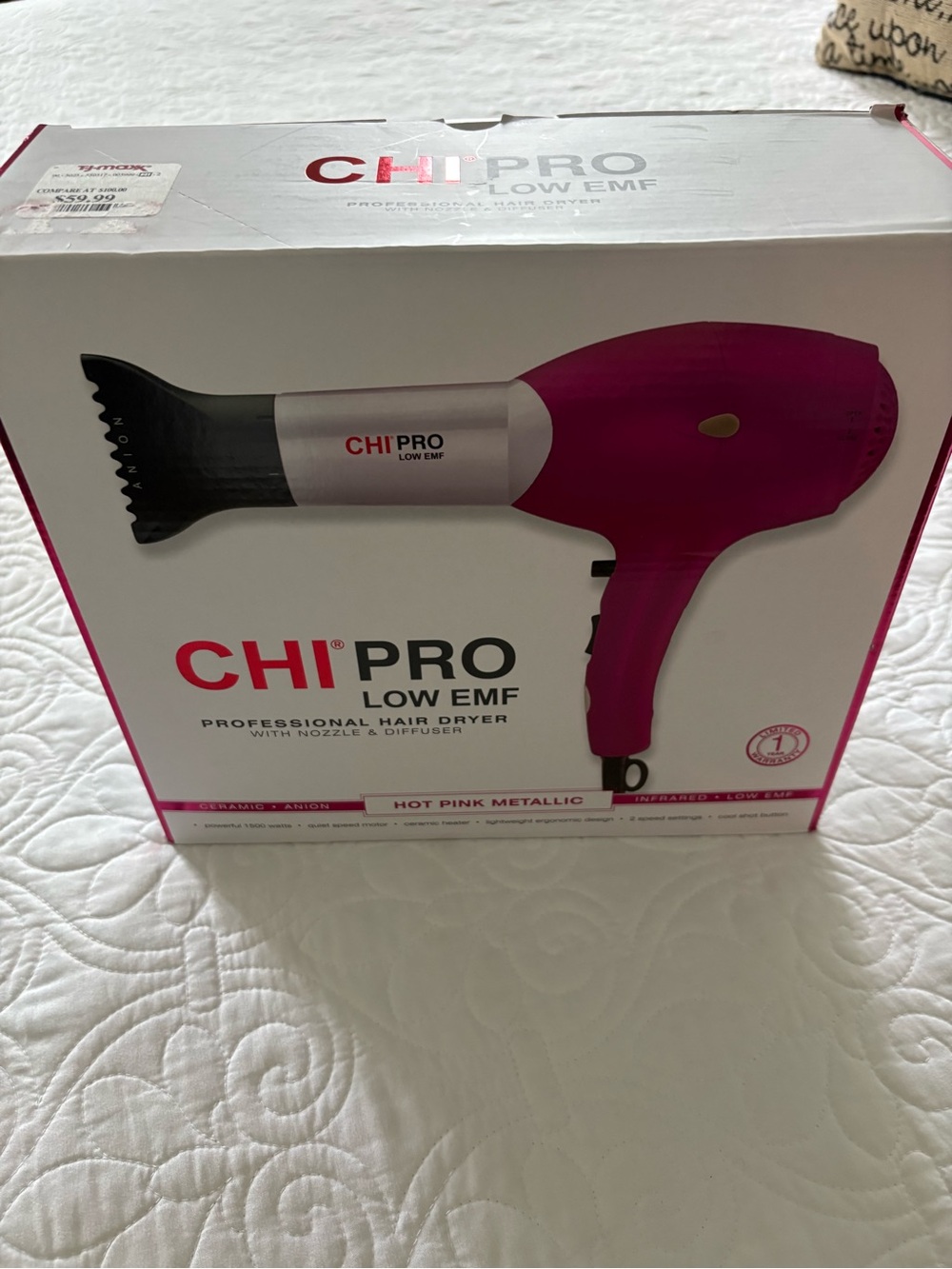 CHI Pro Low EMF Professional Hair Dryer - Hot Pink Metallic